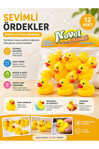 admay 12’li Mini Ördek Oyuncak Seti – Sarı Banyo Ördekleri Su Oyuncağı Çocuk ...