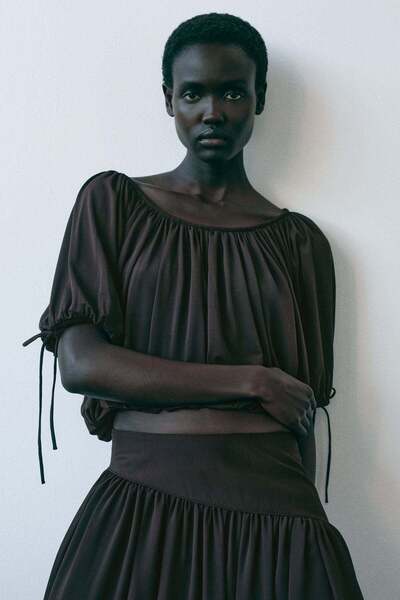 H&M Draped drawstring-detail top