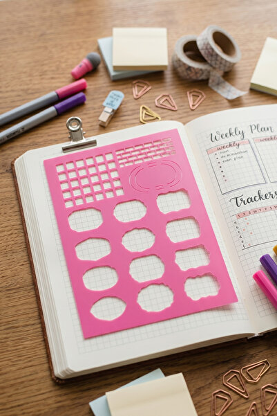 Karmelom Studio Cutii de urmărire pentru Bullet Journal și riglă cu șablon pe...
