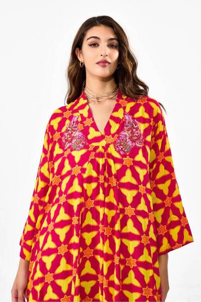RARA Cotton Bawal Dress with Chest Tie - Red