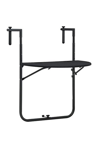 vidaxl Masă balcon suspendată negru 60x64x83,5 cm plastic aspect ratan