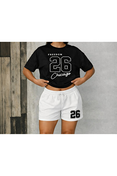 EFFRENATU Oversize Black Shorts and T-Shirt Set - Cotton Relaxed Fit