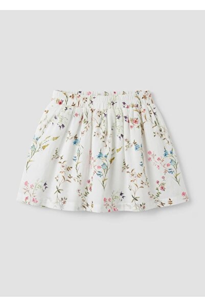 Ozmoz By Mukadder Özden Organic Floral White Summer Mini Skirt for Girls
