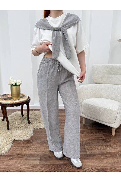heree Women's Two-Piece Set Casual Trousers Set with Shawl Detail Summer Comf...