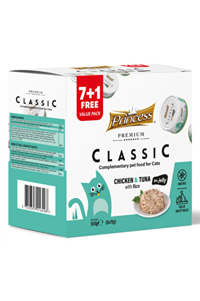 Prince Princess Premium Classic Κονσέρβα Γάτας με Τόνο, Κοτόπουλο & Ρύζι 70gr...