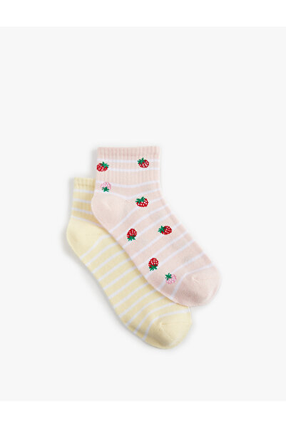 Koton Cotton Strawberry Patterned 2-Piece Sock Set