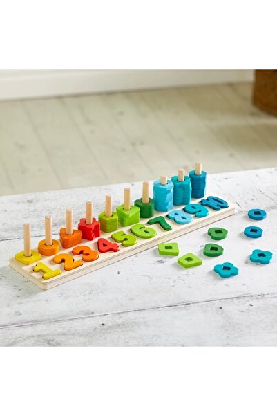 Squirrel Play Eğitici Ahşap Sayı Sayma Ve Şekil Eşleştirme Oyunu - 65 Parça İ...