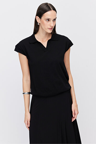 PAULMARK Women's Polo Collar Short Sleeve Knitwear