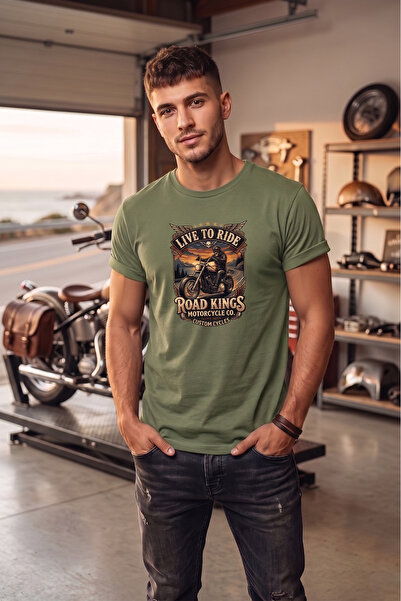 WİDİ Unisex Vintage Road Kings Motorcycle Printed Special Design 100% Cotton ...