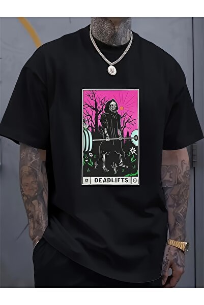 YIO YIO Men's black weightlifting graphic T-shirt