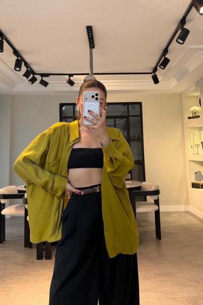 ELMASSTİL OMUZU DÜŞÜK OVERSIZE GÖMLEK/4612