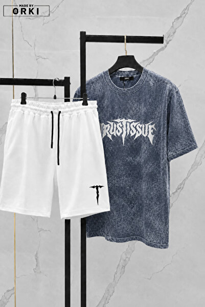 EFFRENATU Unisex Oversize Printed T-Shirt Shorts Set 2-Piece Summer Relaxed F...