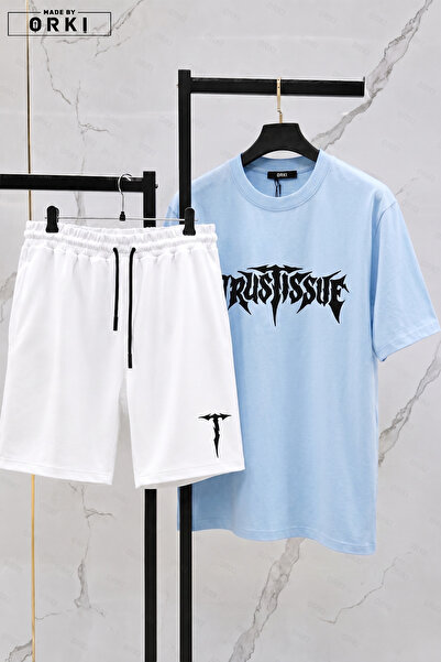 EFFRENATU Unisex Oversize Printed T-Shirt Shorts Set 2-Piece Summer Relaxed F...