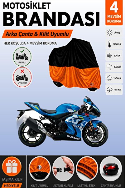 Cemku Double Black Top - Orange Bottom, Rear Bag Compatible Suzuki Gsx-R 1000...