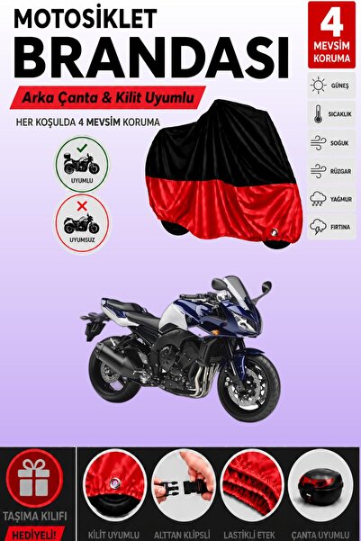 Cemku Double Black Top - Red Bottom, Rear Bag Compatible Yamaha Fz1 Fazer Mot...