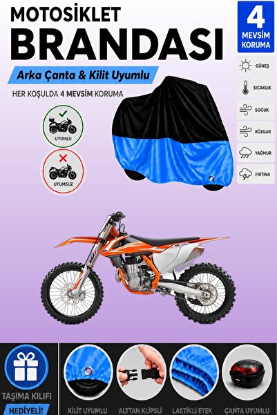Cemku Double Black Top - Blue Bottom, Rear Bag Compatible Ktm 450 Sxf Motorcy...
