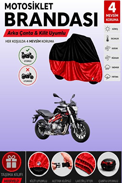 Cemku Double Black Top - Red Bottom, Rear Bag Compatible Benelli Bn 302 Motor...
