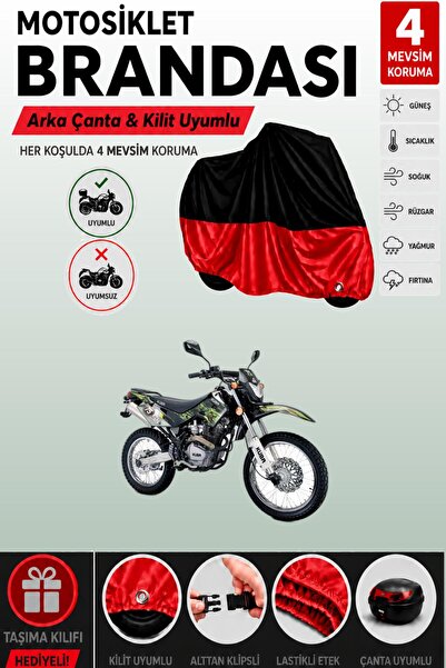 Cemku Double Black Top - Red Bottom, Rear Bag Compatible Kuba Black Cat Motor...