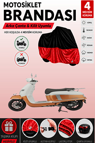 Cemku Double Black Top - Red Bottom, Rear Bag Compatible Mondial 125 Road Boy...