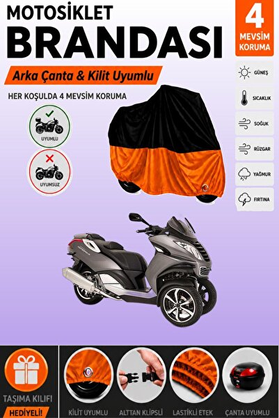 Cemku Double Black Top - Orange Bottom, Rear Bag Compatible Peugeot Metropoli...