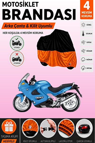 Cemku Double Black Top - Orange Bottom, Rear Bag Compatible Bmw K 1200 Rs Mot...