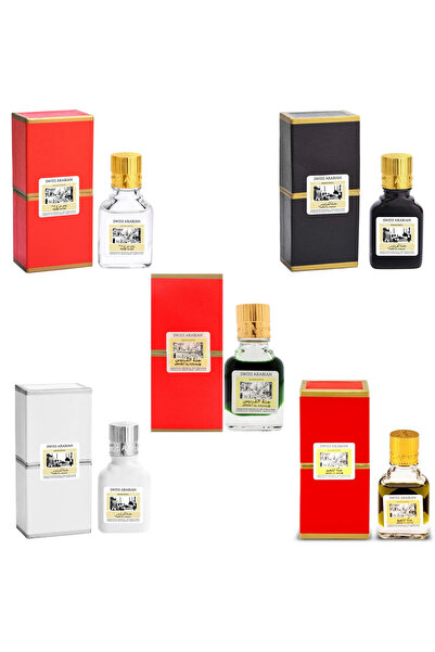 SWISS ARABIAN Concentrated Perfume Oil 9ml * 5 Pack | Rose | Black | White | ...