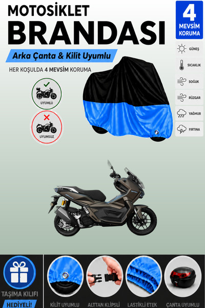 Cemku Double Black Top - Blue Bottom, Rear Bag Compatible Yuki Adventure 150 ...