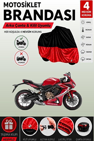 Cemku Double Black Top - Red Bottom, Rear Bag Compatible Honda Cbr 650 R Moto...