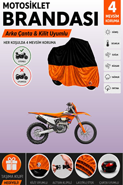 Cemku Double غطاء علوي أسود - سفلي برتقالي، حقيبة خلفية متوافقة مع دراجة KTM ...