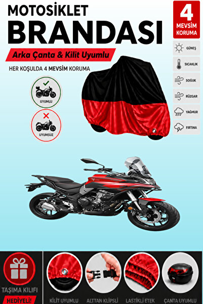 Cemku Double Black Top - Red Bottom, Rear Bag Compatible Voge 500 Ds Motorcyc...