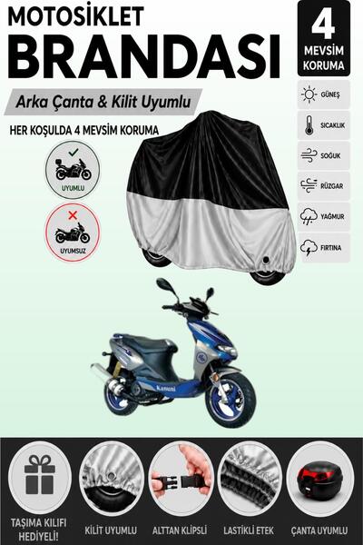 Cemku Double Black Top - Gray Bottom, Rear Bag Compatible Kanuni Hussar 125 M...