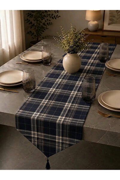 Econice Black Plaid Pattern, Digital Printed Baby Face Fabric Runner