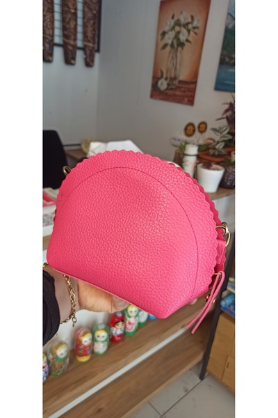 MATRUŞKA DERİ SANAT TASARIM Oyster Model Hand and Arm Bag (Pink)