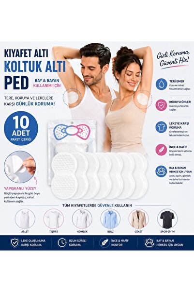 Keyfi Sepet 10 Adet Kıyafet Altı Koltuk Altı Ter Pedi Yapışkanlı Unisex Terle...