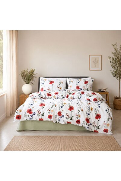 Bahar Tekstil 100% Cotton Duvet Cover Set with red poppies, Bahar Home, Livada