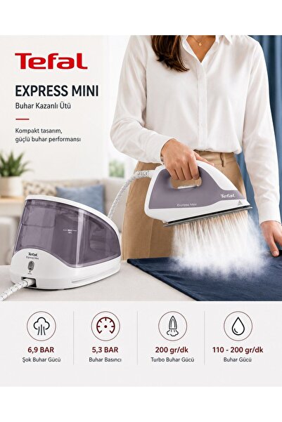 TEFAL SV4111 Express Mini 110 gr Sürekli ve 200 gr Şok Buharlı 2170 Watt Buha...