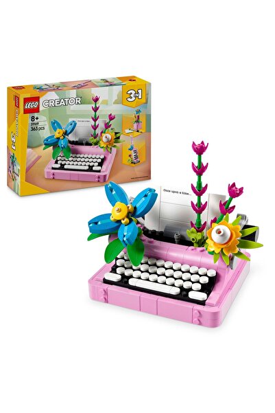 LEGO Creator 3 în 1 Mașină de scris cu flori 31169 – 363 piese, Vârsta 8+