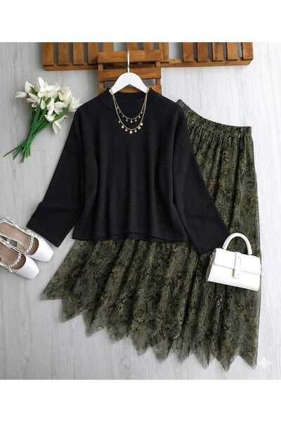 MODA MT Women's Skirt Ethnic Pattern Detailed Blouse Set
