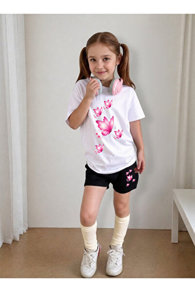 LORVEX Girl's T-Shirt and Shorts Set, Printed Cotton, Summer Casual Fit Combi...