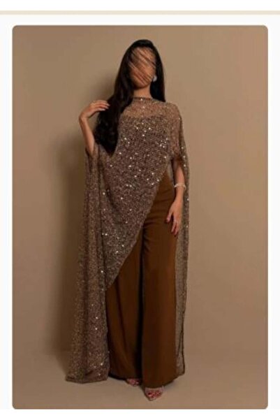 SHAMS Elegant Shiny Brown Evening Jumpsuit