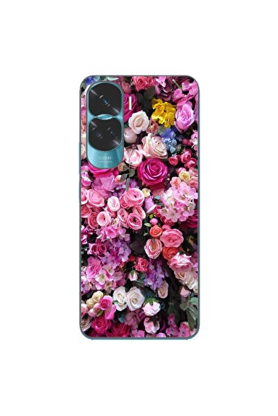OEM Husa compatibila cu Honor 90 Lite 5G Silicon Gel Tpu Model Trandafiri Roz