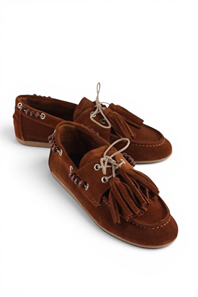 luuq shoes Zynor Genuine Leather Suede Tasseled Women's Loafer Shoes