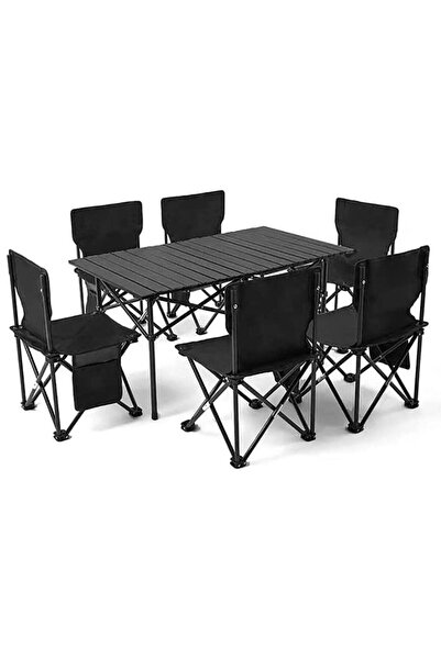 Yuwell Portable Roll-Up Camping Table with 6 Chairs