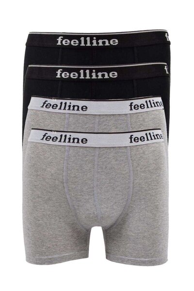 Feelline 4 pcs black and gray cotton natural Stretch Fabric men's boxer