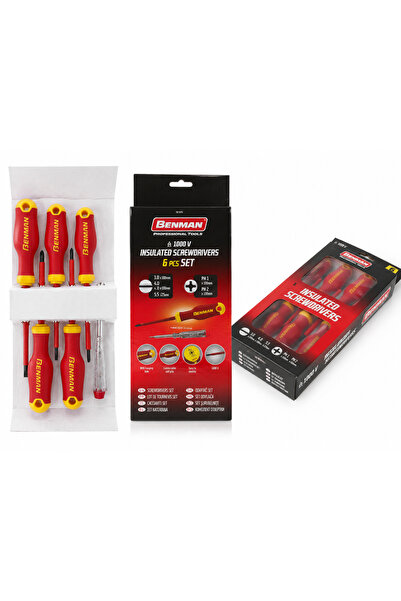 BENMAN Set Șurubelnițe Izolate 1000V 6 Piese, Profesionale pentru Electricien...