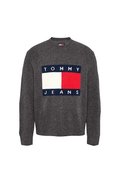Tommy Hilfiger Mens Knitted Sweater: Regular Melange Flag Sweater S