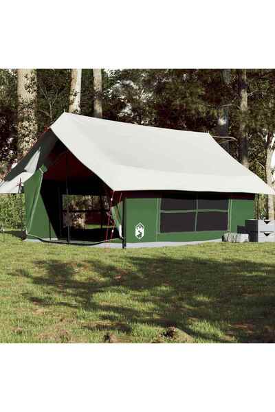 vidaxl Cort de camping pentru 5 persoane, verde, impermeabil