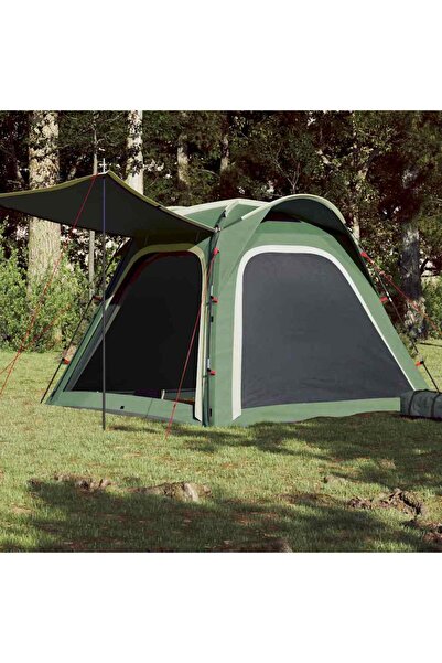vidaxl Cort de camping, 4 persoane, verde, impermeabil, setare rapida