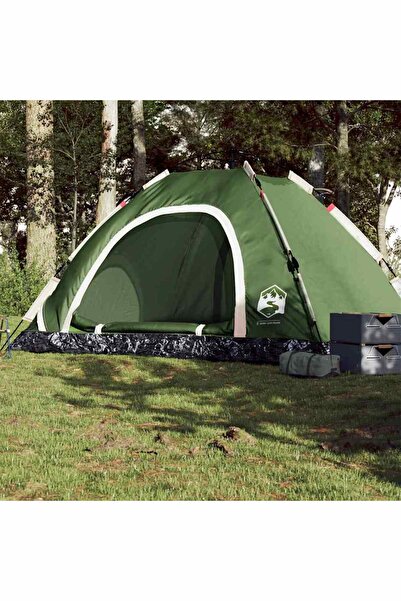vidaxl Cort de camping pentru 5 persoane, eliberare rapida, verde
