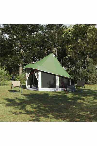 vidaxl Cort Tipi cu acoperis Verde 404 x 370 x 270 cm tafta